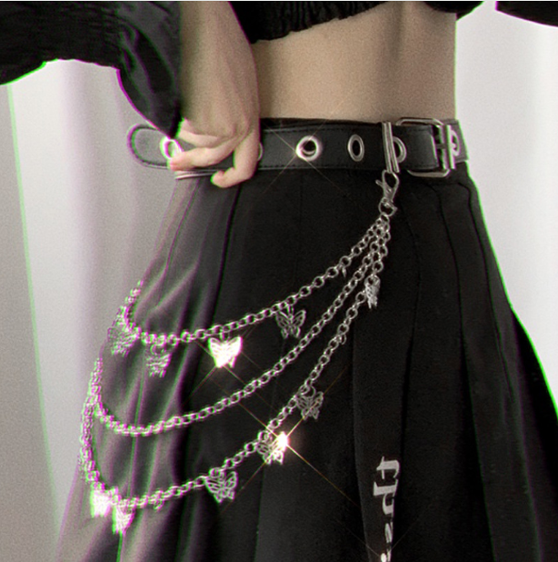 butterfly waist chain Belt chain female cool ins wind pants chain accessories trendy hip hop waist chain punk